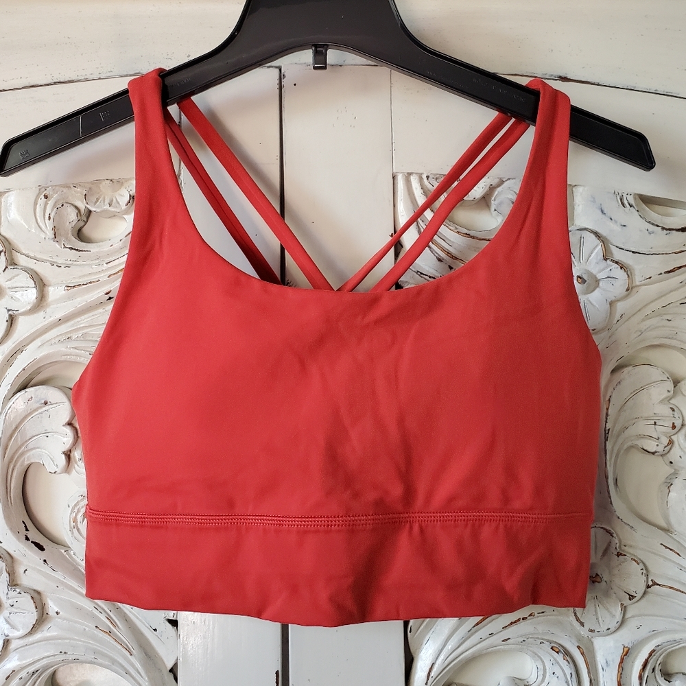 Red Strappy back long line sports bra - Picture 6 of 14